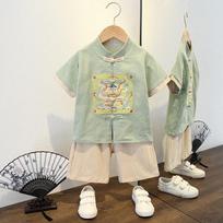 Vaikų Hanbok Berniukams Vasarinis Kūdikių Mandarino Spalvos Kinų Stiliaus Berniukų Vasarinis Trumpomis Rankovėmis Kostiumas Etninis Stilius Plonas Sluoksnis Senovės Kostiumas 90