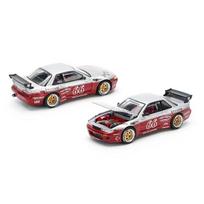 POPRACE 1:64 PANDEM SILVIA S13 Red and Silver Alloy car model