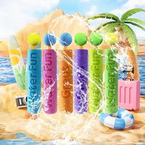 EVA Foam Straight Tube High Pressure Water Cannon, Pull and Pump Summer Beach Water Toy for Outdoor Kids Play 5pc