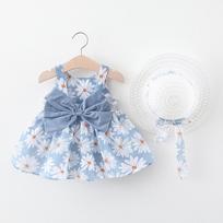 Toddler Baby Kids Girls Floral Flowers Princess Dress Hat Outfits Clothes 10/90