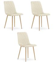 TURIN chair - light beige velvet / wood-colored legs x 3