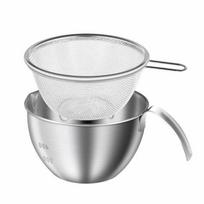 2Pcs/set Fine Mesh Stainless Steel Colander Large Capacity with Handle Mixing Bowl Rust Proof Durable Drain Basket