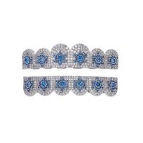 1pcs Order Hip-Hop Blue Star Shape Teeth Grills Full Zircon Trendy Men's Rap Brass Gold Plated hip hop