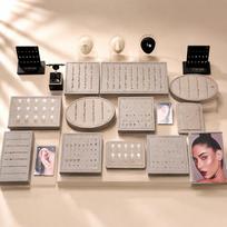 Toposh Premium Microfiber Body Piercing Jewelry Display Tray Set Professional Stud Earring Organizer Presentation Stand kava