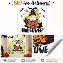 Halloween Window Clings - Gnome with Star Hat and Pumpkin Static Decals One Size