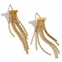 Original 18K Gold Plated Stainless Steel Drop Earrings Trendy Geometric Waterproof Chain Tassel Edgy Daily Wear Gift