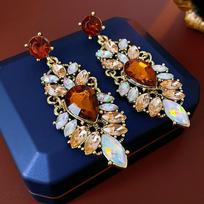 Water Drop Inlaid Rhinestone Earring for Women Personality Temperament Fashion Exaggerated Drop Earrings Light Luxury Zircon