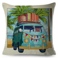 Both Sides Van Life Pillow Case Decor Happy Camper Cartoon House Travel Car Cushion Cover for Sofa Home Children Room Pillowcase,(3) 30x30cm