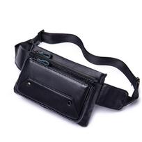 Men Multifunctional Top Grain Genuine Leather Sports Waist Fanny Pack Crossbody Chest Sling Phone Bag