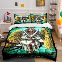 Golden Winged Warrior with Two Swords Design Bedding set (1 duvet cover, 2 pillowcases, duvet not included) 135x200cm