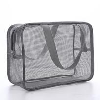 Easily Carry Mesh Shower Bag Quick Dry Tote Bag Durable Cosmetic Organizer Case  Fitness Grey L