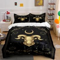 Golden Ram Head with Moon Design Bedding Set Bedding set (1 duvet cover, 2 pillowcases, duvet not included) 135x200cm