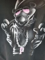 Vintage Y2K Pink Panther Player Bling Gangster Graphic T Shirt Size 3XL Black Unisex T-Shirt XXXL gray