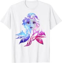 Hot Fashion Disney Frozen 2 Elsa Two Tone Gradient Portrait T-Shirt S-4XL Four Seasons Gift XXXXL