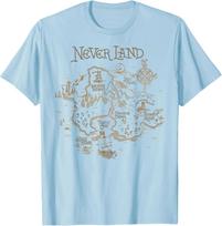 Hot Fashion Disney Peter Pan Never Land Map Graphic T-Shirt T-Shirt S-4XL Four Seasons Gift XXXL