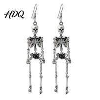 Dangle Drop Earrings 1 Pair Halloween Earrings Spooky Gothic Skeleton Unique Costume Punk Skull Articulated Jewelry for Women Gift Lovers A