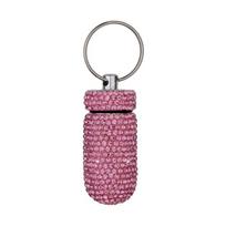 Box Tubes shape Waterproof Rhinestones Pill Organizer Travel Pill Case Bling Pill Bottle Key Ring
