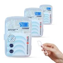 STIM Flosser | Removes Plaque and Food Between the teeth | Toothpick on the back side | Now with Improved Design (Pack of 3)