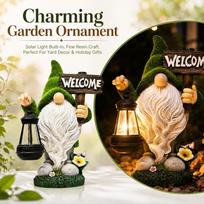 Powered Garden Gnome Decoration, Outdoor Panel Statue for Patio Yard One Size