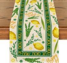 Happy Sukkot Linen Table Runner Dresser Scarves Decor Etrog Lulav Sukkah Kitchen Dining Table Runner Home Party Decorations 150x33cm