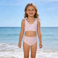 Girls' Colorblock Bikini Set, Two-Piece Swimsuit for Kids 100