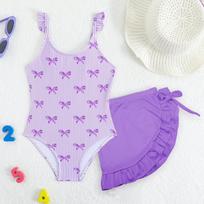 Girls Color Two Piece Bikini Set, Kids Swimwear for Beach and Pool 4Y