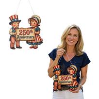 Independence Day Door Hanger Decoration, Patriotic 4th Sign for Home Front Entryway One Size