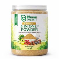 Bhumi Organic 5-in-1 Amla Reetha Shikakai Bhringraj Hibiscus Milteliai 350 g white