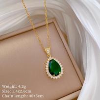 Retro Zircon Water Drop Diamond Necklace - Titanium Steel Luxury Clavicle Chain for Women