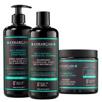 Kerargan Šampūno, kondicionieriaus ir kaukės rinkinys su kokosų ir argano aliejumi – lūžinėjantiems plaukams – be sulfatų, parabenų, silikono – 3x500 ml 1500