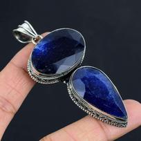 Safyro brangakmenio pakabukas iš tvirto 925 prabos sidabro, papuošalas, dovana unisex blue