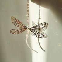 Dragonfly Crystal Sun Catcher metalinis sparnas skaidrus vėjo varpelis kiemui sodo vejai Vestuvių sienų dekoras Langų pakabinamas dekoras