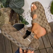 Fashion Women Slippers Summer New Fashion Elegant Designer Sandals Shallow Mouth Slip-On Outdoor Banquet Party Slippers Slides Women 36 chaki