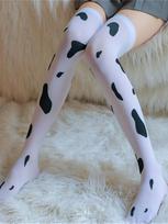 Sexy Erotic Lingerie Stockings Women Cow Print Dot Over Knee High Elastic Stocking Female New Style Transparent Long Stockings One Size