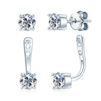 New Stud Earrings 5mm D Color Moissanite Drop for Women Real 925 Silver Piercing Jewelry Front and Back Dual Purpose