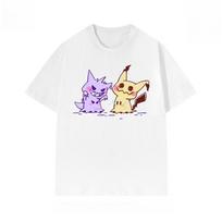 Miniso Pokémon Mimikyu 2025 Vasaros Naujas Madingas Moterų Vyrų Marškinėliai Animacinis Animacijos Periferija Laisvas Atsitiktinis Universalus Viršus XL black