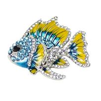 Brooch Pin Enamel Finish Rhinestones Inlay Tropical Fish Design Alloy Pin Electroplated Base Suits Coats Sweaters Badge 1pc