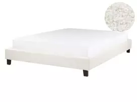 Lova be galvūgalio Boucle ROANNE 140 x 200 cm šviesiai smėlio spalvos