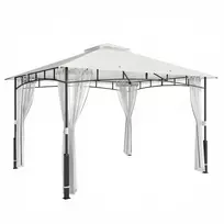 Tvirtas sodo paviljonas 3x3,6 m, atsparus vandeniui, su tinkleliu nuo uodų, dvigubu stogu, sodui, terasai, juodas