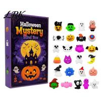 Fun Halloween Decorations Squeeze Toy Advent Calendar, 24 Day Ghost Pumpkin Fidget Cute Figurines Toys Set, Collectible Figures Gift Box for