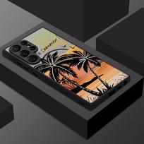 Thin Ring Magnetic Phone Case For Samsung Galaxy S26 Ultra S25 FE S24 S23 S22 Plus S21 FE Seaside Coconut Print Hybrid TPU+PC Matte Cover Samsung S24 FE