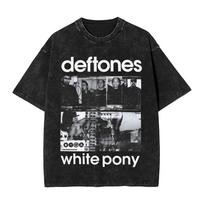Naujas Atvykimas Vyriški Drabužiai Ohms White Pony Deftones Roko Grupė Skalbti Trumpomis Rankovėmis Apvalia Kaklo Iškirpte Y2k Marškinėliai Vyriški Drabužiai Camisetas S