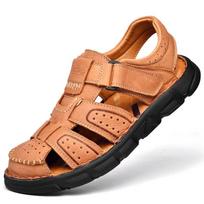 Large Size 48 Genuine Leather Men Sandals Summer Men Beach Sandals Outdoor Sandals For Men 38 šviesiai ruda spalva