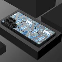 Thin Ring Magnetic Phone Case For Samsung Galaxy S26 Ultra S25 FE S24 S23 S22 Plus S21 FE Blue White Surfing Wave Hybrid TPU+PC Matte Cover Samsung S21 FE