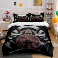 Viking Skull and Axe Nordic Symbol Bedding Bedding set (1 duvet cover, 2 pillowcases, duvet not included) 135x200cm