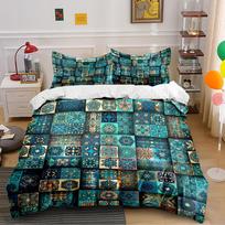 Bohemian Geometric Turquoise Bedding Set Bedding set (1 duvet cover, 2 pillowcases, duvet not included) 135x200cm