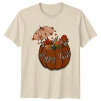 Happy Fall Womens T-Shirt Autumn Holidays 2026 Autumn Gift For Her M
