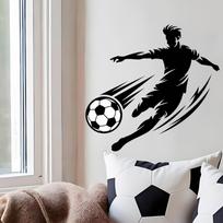 Black Soccer Player Wall Decal - Sports Theme Wall Sticker for Living Room, School, and Sports Event Decor One Size