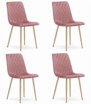 TURIN chair - pink velvet / wood color legs x 4
