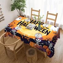 Halloween Happy Theme Rectangle Tablecloth for Tables Home Dinner Waterproof Table Cloth for Dining Room Halloween Decorations 90x140cm
